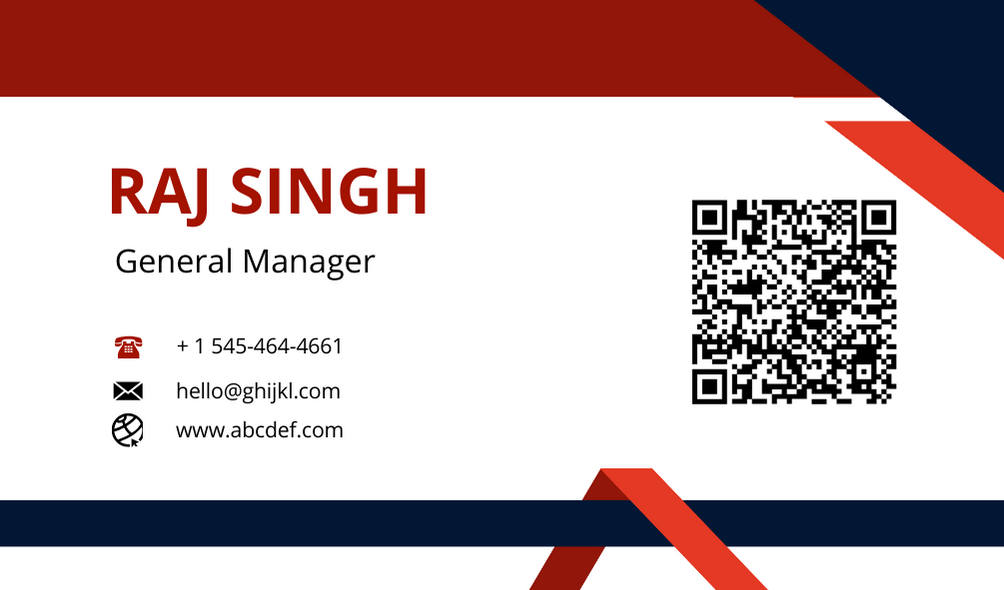red & blue general manager business card