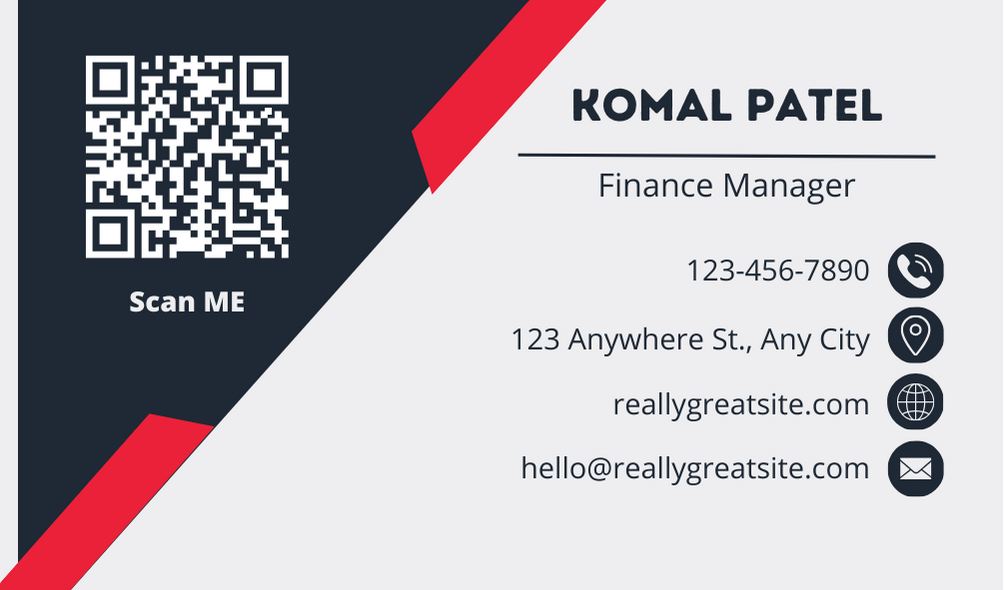 finance manager business card
