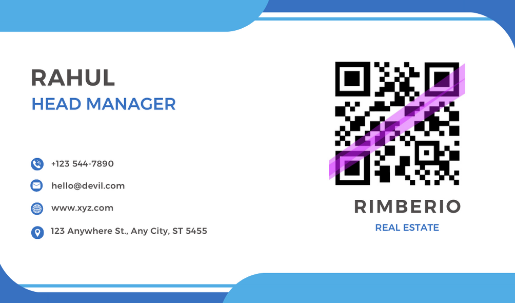 sky blue head manager QR visitor card